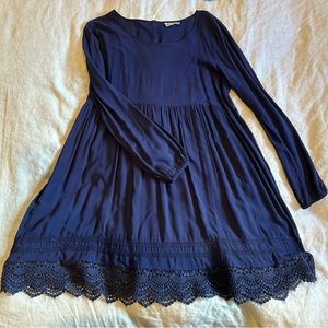 Roxy Long Sleeve Navy Dress